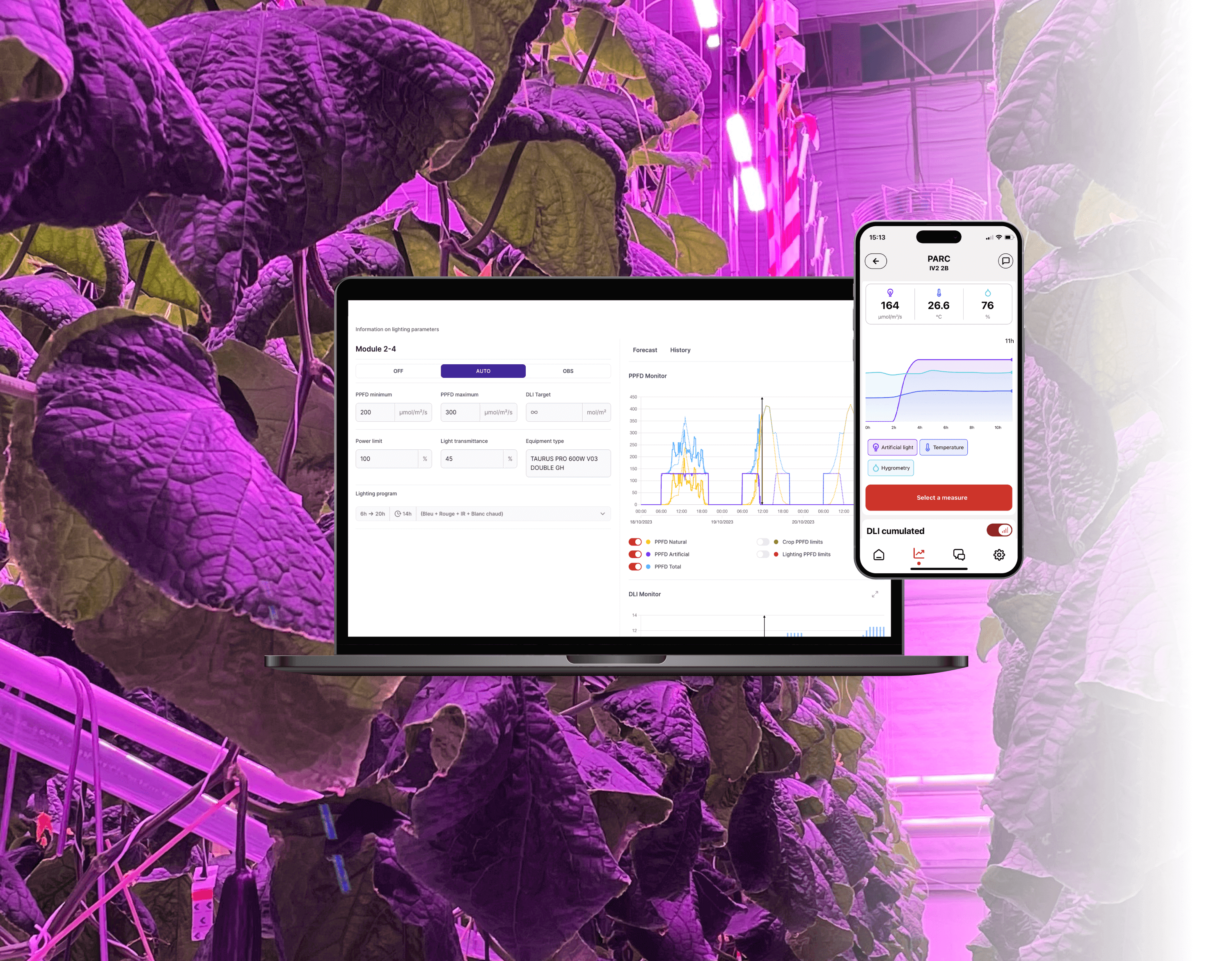 RED Horticulture MyRED software information lighting parameters 2