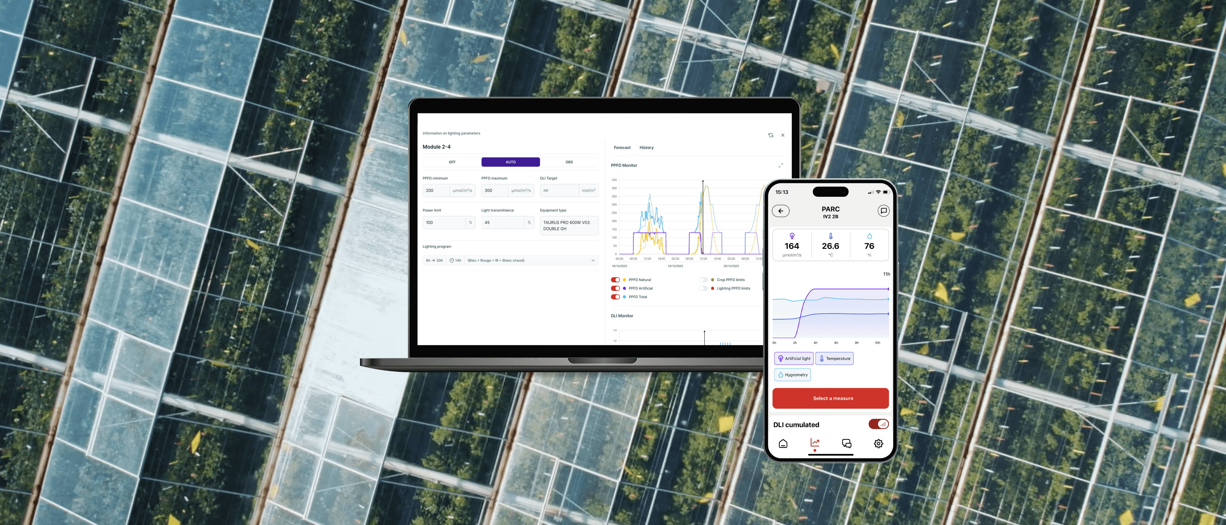 RED Horticulture MyRED software information lighting parameters